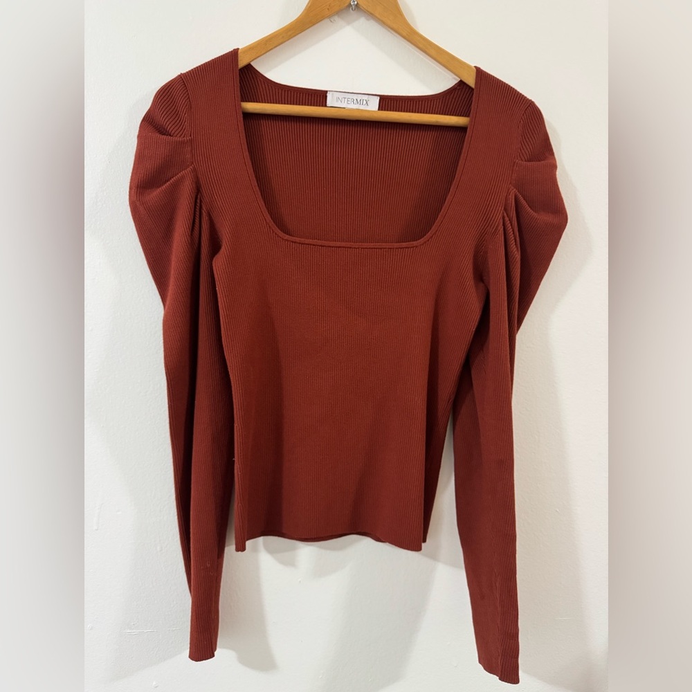 Intermix Rust Square Neck Top